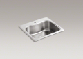 Kohler® 3362-1-NA Staccato™ Kitchen Sink, Rectangular Shape, 21-1/8 in L x 15-11/16 in W Bowl x 8 in D Bowl, 1 Faucet Holes, 25 in L x 22 in W x 8-5/16 in H, Top Mounting, Stainless Steel