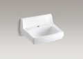 Kohler® 2031-0 Greenwich™ Bathroom Sink With Overflow, Squared Shape, 20-3/4 in W x 18-1/4 in D x 7-3/4 in H, Wall Mounting, Vitreous China, White