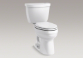 Kohler® 6418-0 2-Piece Toilet, Cimarron® Comfort Height®, Elongated Bowl, 16-1/2 in H Rim, 12 in Rough-In, 1.28 gpf, White