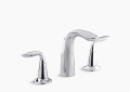 Kohler® 5317-4-CP Refinia® Widespread Bathroom Sink Faucet, 1.2 gpm Flow Rate, 5-7/16 in H Spout, 8 to 16 in Center, Polished Chrome, 2 Handles, Pop-Up Drain