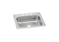 Elkay® CR25224 Celebrity Kitchen Sink, Brushed Satin, Rectangle Shape, 21 in L x 15-3/4 in W Bowl x 6-3/4 in D Bowl, 4 Faucet Holes, 25 in L x 22 in W x 7 in H, Drop-In Mounting, Stainless Steel
