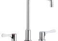 Elkay® LKD2432BHC Kitchen Faucet, Commercial, 1.5 gpm Flow Rate, Gooseneck Spout, Polished Chrome, 2 Handles