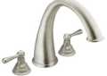 Moen® T920BN Kingsley® Roman Tub Faucet, 10 in Center, Brushed Nickel, 2 Handles, Function: Traditional, Domestic