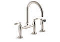 Kohler(R) K-28356-SN Edalyn(TM) by Studio McGee Two-Hole Bridge Kitchen Sink Faucet with Side Sprayer - Vibrant Polished Nickel