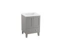 Kohler® 99527-LG-1WT Poplin® Standard Bathroom Vanity Cabinet With Furniture Legs, 34-1/2 in OAH x 24 in OAW x 21-7/8 in OAD, Floor Mount, Mohair Gray Cabinet