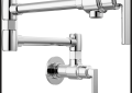 Brizo® 62806LF-PC-L Kintsu® Pot Filler, 4 gpm Flow Rate, Dual Jointed Swivel Spout, Chrome, 2 Handles, Import