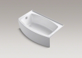 Kohler® 1118-LA-0 Bathtub With Integral Flange, Expanse®, Soaking Hydrotherapy, Curved Shape, 60 in L x 36 in W, Left Drain, White