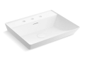 Kohler K-21059-8-0 Brazn(TM) 23" Rectangular Semi-Recessed Vessel Bathroom Sink - White