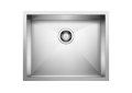 Blanco 443050 QUATRUS R0 Small Single Sink, Brushed, Rectangle Shape, 20 in W Bowl x 16 in D Bowl, 9 in H x 21-15/16 in W x 17-15/16 in D, Undermount Mounting, Stainless Steel