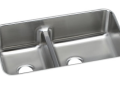 Elkay® ELUHAQD32179 Lustertone™ Classic Kitchen Sink, Rectangle Shape, 12-3/16 in Left, 16-1/2 in Right L x 16-1/2 in Left, 16-1/2 in Right W Bowl x 9 in Left, 9 in Right D Bowl, 32-1/16 in L x 18-1/2 in W x 9 in H, Undermount Mounting