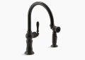 Kohler K-99262-2BZ Artifacts(R) 2-Hole Kitchen Sink Faucet with 14-11/16" Swing Spout and Matching Finish Two-Function Side-Spray with Sweep(R) and BerrySoft(R) Spray, Arc Spout Design - Oil-Rubbed Bronze