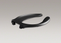 Kohler® 4731-C-7 Stronghold® Toilet Seat With Integrated Handle and Self-Sustaining Self-Sustaining Check Hinge, Elongated Bowl, Open Front, Plastic, Black Black™, Self-Sustaining Self-Sustaining Check Hinge