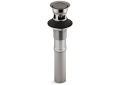Kohler® 7124-A-TT Pop-Up Clicker Drain With Overflow, 1-1/4 in Nominal, Solid Brass Drain, Vibrant® Titanium