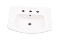 Barclay B/3-398WH Washington™ 550 Lavatory Basin Only, Rectangle Shape, 8 in Faucet Hole Spacing, 22 in W x 16-1/2 in D, Wall Mount, Vitreous China, White, Import