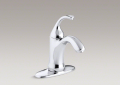 Kohler® 10215-4-CP Bathroom Sink Faucet, Forte®, 1.2 gpm Flow Rate, 4-1/8 in H Spout, 1 Handles, Pop-Up Drain, 1 Faucet Holes, Polished Chrome, Function: Traditional