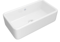 Rohl® RC3318WH Shaws Original Lancaster Apron Front Kitchen Sink, Rectangle Shape, 33 in W x 18 in D x 10 in H, Reinforced Base Mount, Fireclay, White