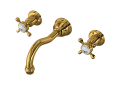 Rohl U.3791X-ULB/TO-2 Edwardian Wall Mount Column Spout Bathroom Faucet - Unlacquered Brass