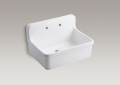 Kohler® 12787-0 Gilford™ Scrub-Up/Plaster Sink, Rectangle Shape, 30 in W x 22 in D, Wall Mount, Vitreous China, White
