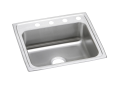 Elkay® PSR22193 Celebrity® Kitchen Sink, Brilliant Satin, Rectangle Shape, 18 in L x 14 in W Bowl x 7 in D Bowl, 3 Faucet Holes, 22 in L x 19-1/2 in W x 7-1/8 in H, Drop-In Mounting, Stainless Steel