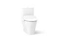 Kohler® 23188-HC-0 1-Piece Toilet With Skirted Trapway and Hidden Cord Design, Reach™, Compact Elongated Bowl, 15-9/16 in H Rim, 12 in Rough-In, 0.8/1.28 gpf, White