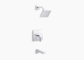 Kohler K-TS23502-4-CP Parallel(TM) Rite-Temp(R) Bath and Shower Trim - Polished Chrome