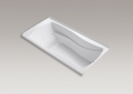 Kohler® 1259-R-0 Mariposa® Bathtub With Integral Apron and Integral Flange, Soaking Hydrotherapy, Rectangle Shape, 72 in L x 36 in W, Right Drain, White