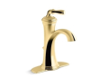 Kohler® 193-4-PB Devonshire® Bathroom Sink Faucet, 1.2 gpm Flow Rate, 5 in H Spout, 1 Handles, Pop-Up Drain, 1 Faucet Holes, Vibrant® Polished Brass, Function: Traditional