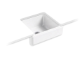 Kohler® 5664-0 Whitehaven® Self-Trimming Kitchen Sink With Short Apron, Rectangular Shape, 21-9/16 in W x 9-5/8 in H, Reinforced Base Mount, Enameled Cast Iron, White