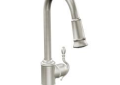 Moen® S7208CSL Woodmere® Pull-Down Kitchen Faucet, 1.5 gpm Flow Rate, Classic Stainless Steel, 1 Handles, 1 Faucet Holes, Function: Traditional, Domestic