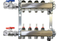 Uponor TruFLOW™ A2700402 Manifold Assembly With Flow Meter, (4) 1 in Outlets, Stainless Steel, Import