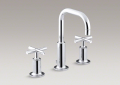 Kohler® 14406-3-CP Purist® Widespread Bathroom Sink Faucet, 1.2 gpm Flow Rate, 5-13/16 in H Spout, 8 to 16 in Center, Polished Chrome, 2 Handles, Pop-Up Drain