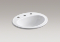 Kohler® 2196-8-0 Pennington® Self-Rimming Bathroom Sink With Overflow Drain, Oval Shape, 8 in Faucet Hole Spacing, 20-1/4 in W x 17-1/2 in D x 8-1/2 in H, Drop-In Mount, Vitreous China, White
