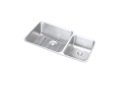 Elkay® ELUH3520RDBG Lustertone™ Classic Offset Kitchen Sink Kit, Rectangle Shape, 20 in Left, 11-1/2 in Right L x 18 in Left, 16 in Right W Bowl x 9-7/8 in Left, 7-7/8 in Right D Bowl, 35-1/4 in L x 20-1/2 in W x 9-7/8 in H, Undermount Mounting