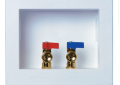 IPS 82056 DU-ALL Dual Drain Washing Machine Outlet Box with Two Brass Quarter Turn Valves and Viega 1/2 inch Pex Connections