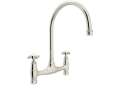 Perrin & Rowe U.4790X-PN-2 Georgian Era Bridge Kitchen Faucet Edwardian Georgian, 1.8 gpm Flow Rate, Nickel, Import