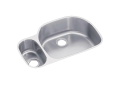 Elkay® ELUH322110L Lustertone™ Offset Kitchen Sink, Rectangle Shape, 7 in Left, 21 in Right L x 14-1/8 in Left, 18-5/8 in Right W Bowl x 5-9/16 in Left, 10 in Right D Bowl, 31-1/2 in L x 21-1/8 in W x 10 in H, Undermount Mounting