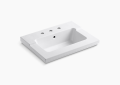 Kohler® 2979-8-0 Tresham® Bathroom Sink With Overflow Drain, Rectangular Shape, 4 in Faucet Hole Spacing, 25-7/16 in W x 19-1/16 in D x 7-7/8 in H, Vanity Top Mount, Vitreous China, White
