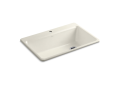 Kohler® 5871-1A2-96 Riverby® Kitchen Sink With Accessories, Biscuit, Rectangular Shape, 30-1/4 in L x 15-13/16 in W Bowl x 9 in D Bowl, 1 Faucet Holes, 33 in L x 22 in W x 9-5/8 in H, Top Mounting, Enameled Cast Iron