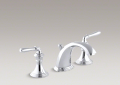 Kohler® 394-4-CP Devonshire® Widespread Bathroom Sink Faucet, 1.2 gpm Flow Rate, 3-3/8 in H Spout, 8 to 16 in Center, Polished Chrome, 2 Handles, Pop-Up Drain