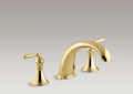 Kohler® T398-4-PB Devonshire® Bath Tub Faucet Trim, 16 gpm Flow Rate, 8 in Center, Vibrant® Polished Brass, 2 Handles, Function: Traditional