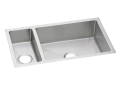 Elkay® EFRU321910T Crosstown® Transitional Kitchen Sink, Polished Satin, Rectangle Shape, 7-1/2 in Left, 21 in Right L x 15-3/4 in Left, 15-3/4 in Right W Bowl x 6 in Left, 10 in Right D Bowl, 32-1/4 in L x 18-1/4 in W x 10 in H, Undermount Mounting