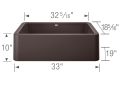 Blanco 401896 IKON™ SILGRANIT® Apron Front Composite Sink, Rectangle Shape, 33 in W x 10 in D x 19 in H, Granite, Cafe Brown, Import