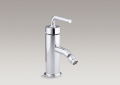 Kohler® 14434-4A-CP Bidet Faucet, Purist®, 2.2 gpm Flow Rate, 2-3/8 in H Spout, Polished Chrome, 1 Handles, Pop-Up Drain