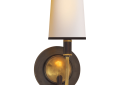 Visual Comfort TOB2067BZ/HAB-NP/BT Thomas O'Brien Elkins 1 Light 6 inch Bronze with Antique Brass Accents Decorative Wall Light in Bronze and Hand-Rubbed Antique Brass, Natural Paper with Black Trim