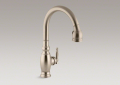 Kohler 690-BV Vinnata (R) Single-hole or Three-hole Kitchen Sink Faucet with Pull-Down 16-5/8" Spout and Lever Handle