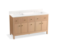 Kohler(R) K-35022-SWK Malin(TM) by Studio McGee 60" Bathroom Vanity Cabinet with Sinks and Quartz Top - White Oak