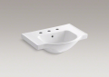Kohler® 5248-8-0 Veer™ Bathroom Sink Basin With Overflow, Arched Shape, 4 in Faucet Hole Spacing, 24 in W x 18-1/4 in D x 8 in H, Wall Mount, Vitreous China, White