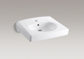 Kohler® 1997-1-0 Brenham™ Bathroom Sink With Overflow Drain, Oval Shape, 21-15/16 in W x 19-3/4 in D, Wall/Concealed Arm Mounting, Vitreous China, White