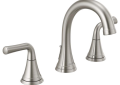 DELTA® 3533LF-SSMPU Kayra™ Widespread Bathroom Faucet, 1.2 gpm at 60 psi Flow Rate, 4-7/16 in H Spout, 6 to 16 in Center, Stainless Steel, 2 Handles, Metal Push Pop-Up Drain, Import