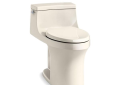 Kohler® 5172-47 Comfort Height® 1-Piece Toilet With Left-Hand Trip Lever, San Souci®, Compact Elongated Bowl, 16-1/2 in H Rim, 12 in Rough-In, 1.28 gpf, Almond